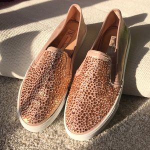 INC Sammee slip on sneakers rose gold rhinestones